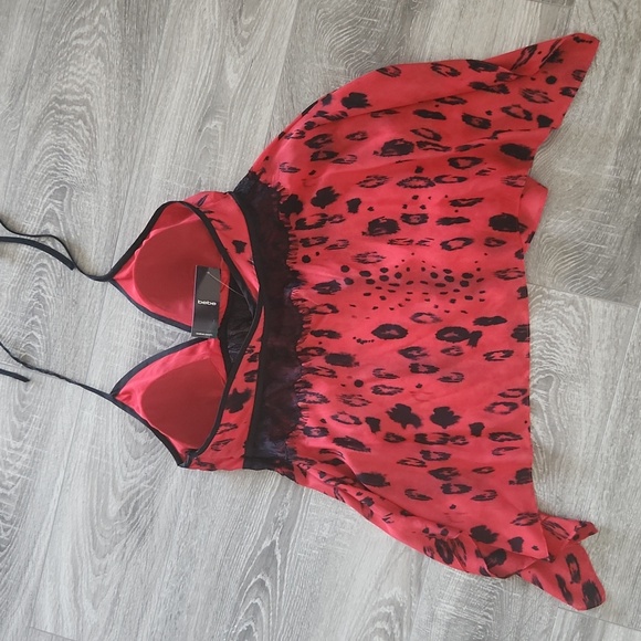 Y2k bebe leopard print asymmetrical halter top - Picture 3 of 9